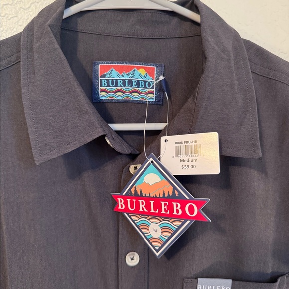 Burlebo NWT Performance Button Up Medium Heather Black - Picture 3 of 5